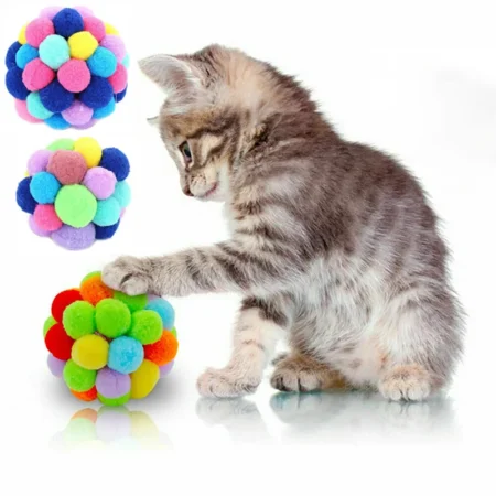 Colorful Plush Cat Balls with Bells – 3/6/9 PCS