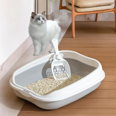 Semi-Enclosed Cat Litter Box – Large, Spatter-Proof & Easy to Clean