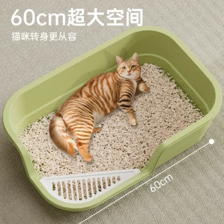 Semi-Enclosed Cat Toilet for Large Cats – Anti-Splash & High Sides