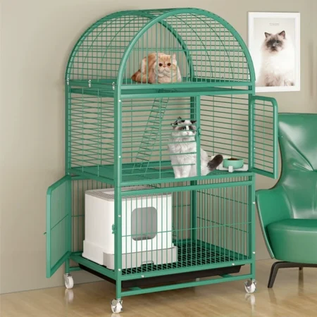 Two-Layer Stainless Steel Pet Cage – Multi-Level Carrier