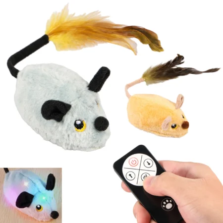 Interactive LED Plush Mouse Toy – Rechargeable & Remote Controlled