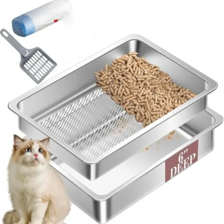 Detachable Open Cat Litter Tray with Stainless Steel Filter