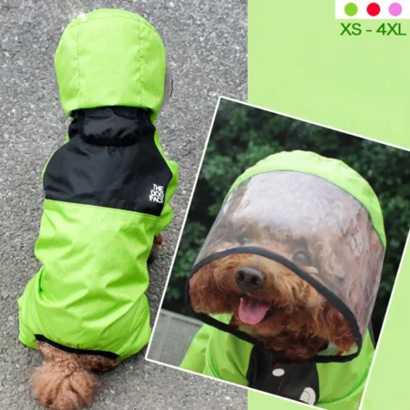 Transparent Dog Raincoat with Hood – Waterproof Jumpsuit for Dogs & Cats