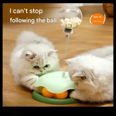 Upgraded Cat Play & Eat Toy – Turntable, Food Ball & Tunnel