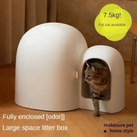 Fully Enclosed Cat Litter Box – Large & Small Cats, Anti-Splash & Odor Control